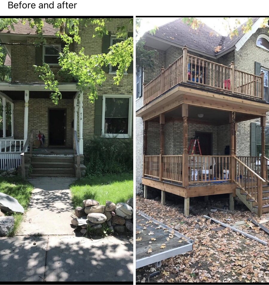 Deck and porch project before and after