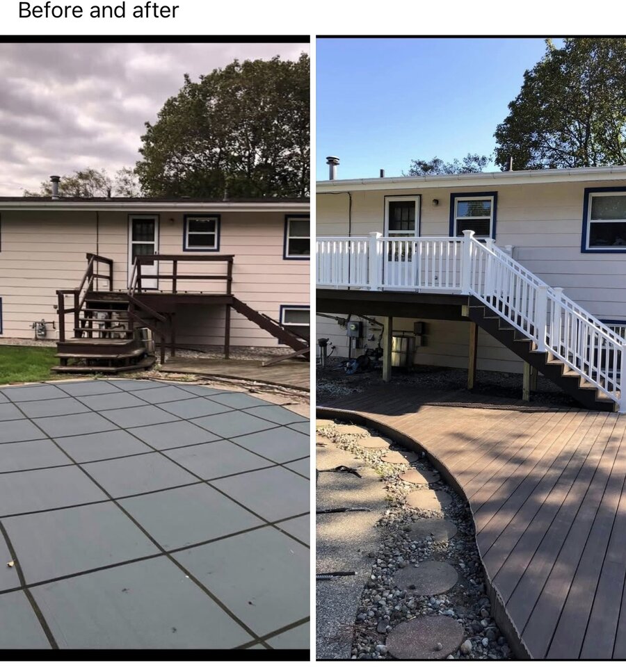 Deck and patio project before and after