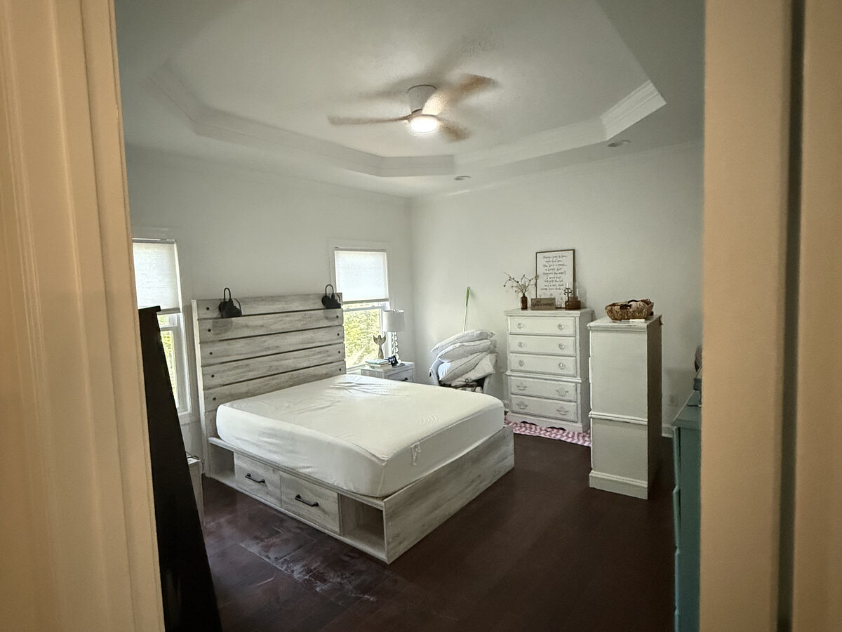 Finished master bedroom seen from the doorway